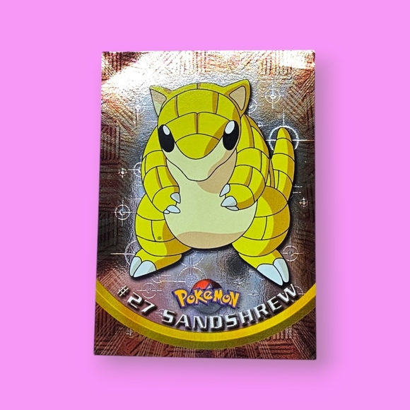 Pokemon 1999 TOPPS Sandshrew #27 Foil Chrome Black Logo TV Animation Card - Picture 1 of 4
